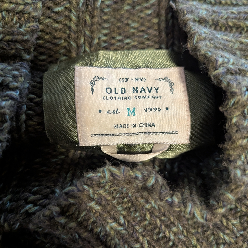 Old Navy Green Hoodie Cable Knit Sweater with Toggle Closures - Picture 4 of 7
